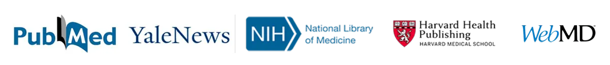 Logos de PubMed, Yale, NIH, Harvard, WebMD